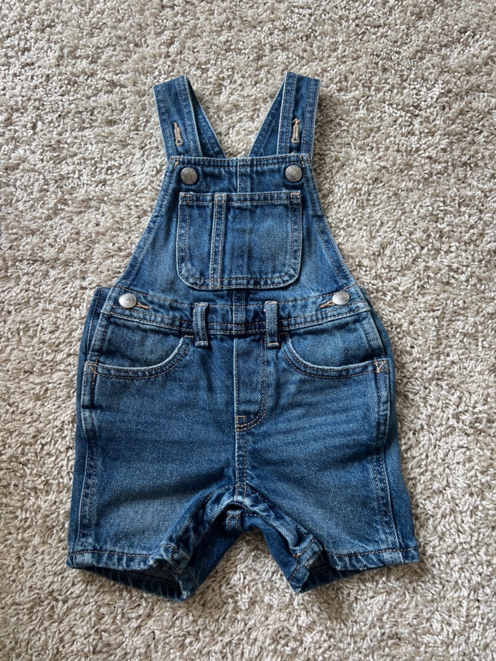 Old Navy Dark Blue Denim Short Overalls for Toddlers